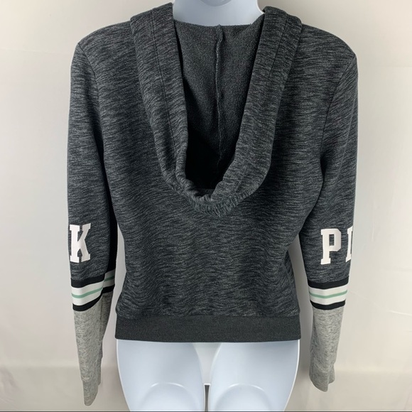 PINK Victoria's Secret Hoodie Zip-Up Sweatshirt Heather Gray - Picture 3 of 13